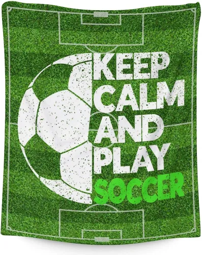 Miniatura 29 de Manta de fútbol para niños y niñas, tamaño regazo de 30 x 40 pulgadas, manta suave y acogedora, regalo para equipo de fútbol, manta deportiva azul