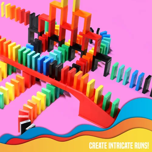 Miniatura 6 de Bulk Dominoes Pro-Domino Kit Juego de dominó, juguetes pequeños STEM STEAM, juegos familiares para niños, juguetes, construcción, derribo