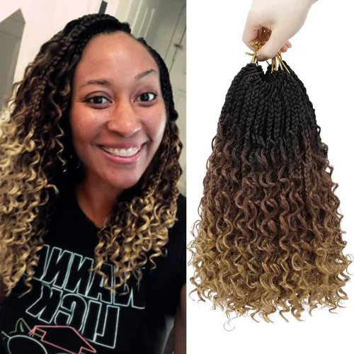 Miniatura 38 de Goddess Box Braids 1B3330 - Trenzas de ganchillo bohemias de 10 pulgadas para mujeres negras, paquete de 7 paquetes de trenzas bohemias preenlazadas