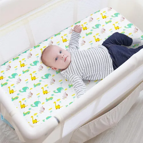Miniatura 4 de Pack and Play Sheets - Juego de 2 sábanas para cuna, sábana bajera elástica para cuna, compatible con Graco Pack n Play, material suave y Dinosaurio