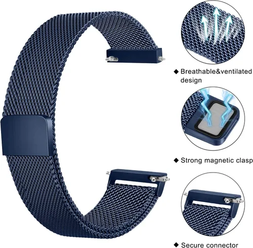 Miniatura 2 de Wanme Bandas de metal para Samsung Galaxy Watch Active 2, 1.73", 1.58", Active 1.58", Watch 3 1.61" y Galaxy Watch 1.65", 0.79", correa de repuesto
