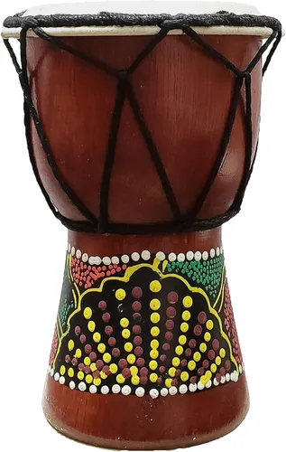 Djembe decorativo de novedad de 6" de alto x 4" de ancho en la parte superior (Abstracto, 15.2 cm)