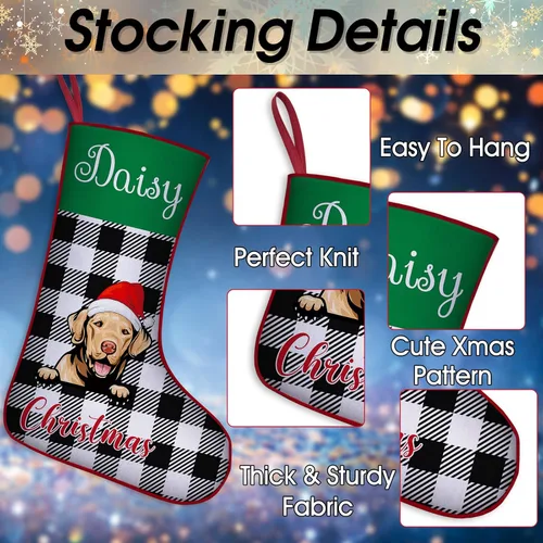 Miniatura 4 de Medias de Navidad de raza de perro personalizadas con texto de nombre, regalos de decoración de calcetines de Navidad personalizados para perros