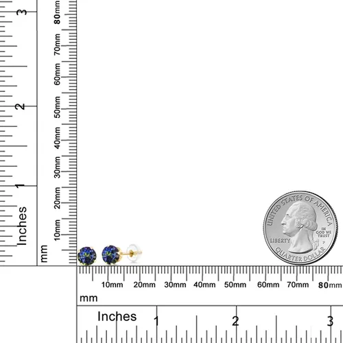 Miniatura 72 de Gem Stone King Aretes solitarios con piedra natal de oro de 14 quilates Redondos de 0.236 in Aretes de oro para mujeres y hombres
