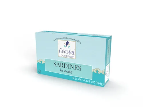 Miniatura 9 de Coastal Gourmet Sardinas en agua, sin sal añadida, 4.375 onzas (paquete de 12) (el embalaje puede variar)