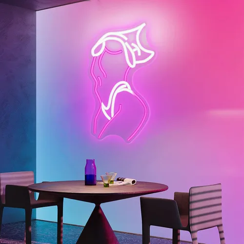 Miniatura 8 de Letreros de neón de mujer para decoración de pared, letreros de neón en rosa y blanco con luz LED para decoración de habitación estilo preppy, A-Dama