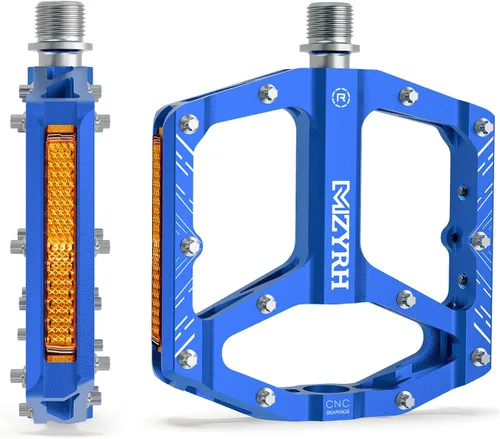 Miniatura 12 de MZYRH Pedales de bicicleta de montaña, pedales MTB, 9/16 pulgadas, antideslizantes, ligeros, de aleación de aluminio, pedales de bicicleta