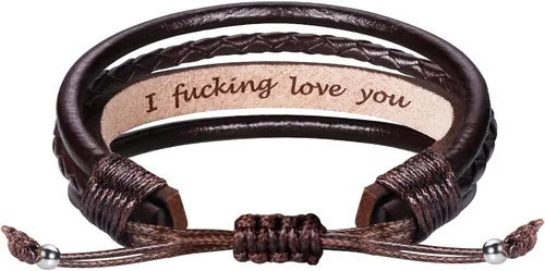 Miniatura 45 de Regalos del día del padre para papá, marido, pulsera de cuero para hombres, él, novio, hijo, ajustable, marrón, pulsera de cuero para hombre