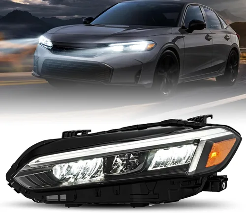 Miniatura 16 de JSBOYAT Conjunto de faros delanteros de repuesto con bombillas para Honda Civic 2/4 puertas 2004-2005, carcasa negra, reflector ámbar