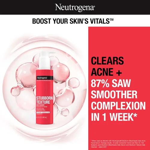 Miniatura 3 de Neutrogena Stubborn Texture Limpiador facial diario para acné, lavado facial de ácido salicílico + ácidos glicólicos y polihidroxi, sin fragancia