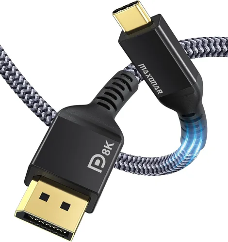 Miniatura 8 de Maxonar USB C a DisplayPort con certificado VESA, 8K 60Hz Tipo C a DP Cable no bidireccional 6.6FT/2M (4K 60Hz 144Hz 120Hz) 32.4Gbps 1.4 HBR3 Modo