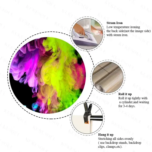 Miniatura 6 de Telón de fondo artístico de 7 x 5 pies para fotografía de humo colorido arco iris para adultos, fiesta, retrato, sesión de fotos, habitación