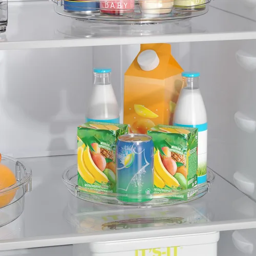 Miniatura 5 de LAMU Paquete de 4 Organizadores Lazy Susan de 9.25 pulgadas, Plataforma Giratoria Lazy Susan Transparente para Gabinete, Refrigerador, Superficie