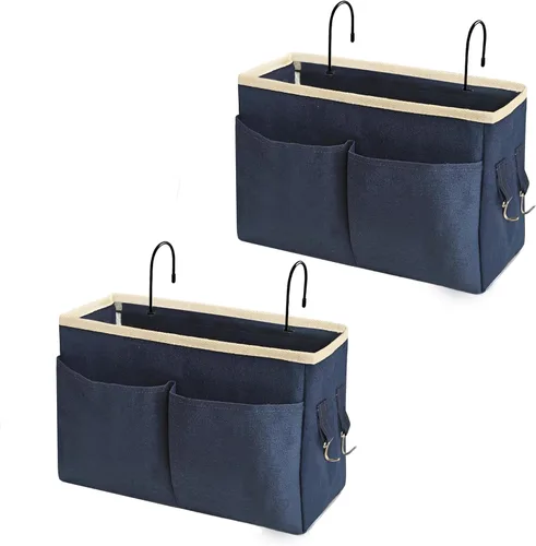 Miniatura 12 de Organizador de Mesita de Noche/Bolsa de Almacenamiento Colgante de Mesita de Noche Organizador Multifuncional para Literas Camas de Hospital Rieles