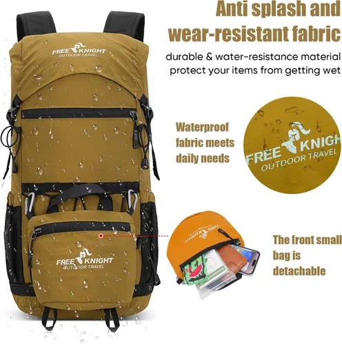 Miniatura 6 de Bseash Mochila de senderismo ligera de 30 L, bolsa de viaje impermeable para deportes al aire libre, mochila para ciclismo, escalada, esquí (caqui)