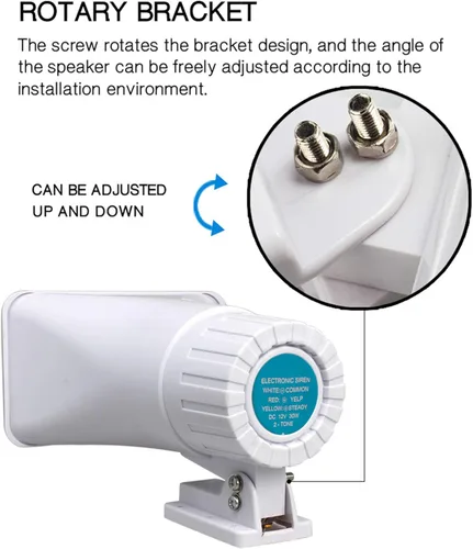 Miniatura 4 de Sirena de alarma de 30 W, sirena de seguridad eléctrica autónoma de doble tono para exteriores con soporte, 6-12 V CC 1.1 Ah 130 db 8 x 5.5 x 9