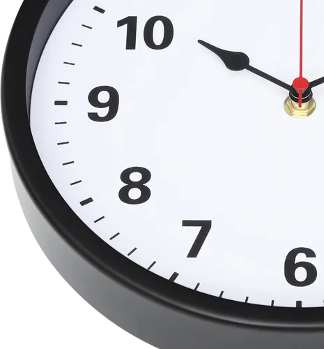 Miniatura 7 de LEIKE Reloj de pared de metal de 10 pulgadas, color negro, retro de cuarzo silencioso, funciona con pilas, decorativo para patio, cocina, sala