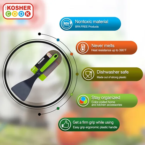 Miniatura 3 de Parve Green Turner Spatula – Utensilios de cocina de silicona resistente para cocinar y hornear – Mango ergonómico y agarre cómodo – Herramientas