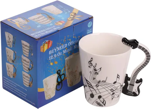 Miniatura 5 de Taza de guitarra de 12.9 onzas, nota musical, té, café, leche, taza de música de cerámica, regalos para guitarristas, músicos, regalo para mujeres