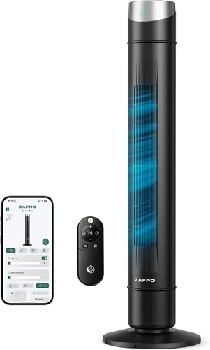 Miniatura 17 de ZAFRO Ventilador de torre inteligente para dormitorio, ventilador de torre oscilante de 120°, 28 pies/s de alta velocidad, 12 velocidades, 4 modos