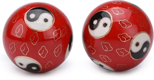 Miniatura 2 de 1.97 '' Bolas de Baoding Chino Ejercicio de la mano Bolas de masaje con caja Rojo Yin Yang Bolas con campanillas Regalo para padres TQZDBS67