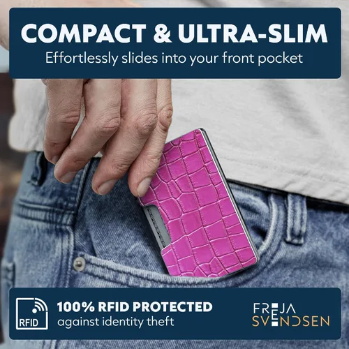 Miniatura 17 de Cartera de aluminio impresa 2.5D para hombres: clip delgado para dinero y tarjetero con barniz selectivo táctil. Bloqueo RFID mejorado, compacto