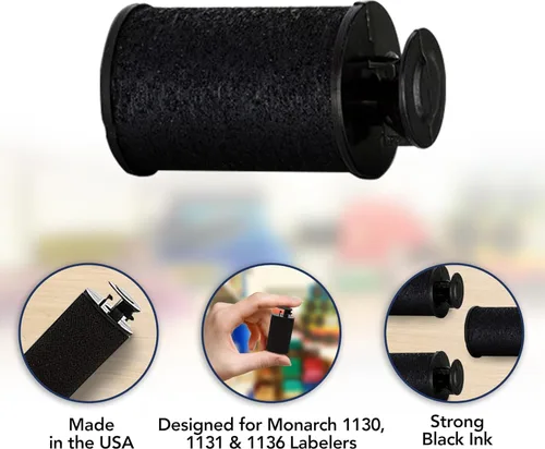 Miniatura 3 de Perco Rollo de tinta para pistolas Monarch 1130, 1131 y 1136 de precio y fecha, paquete de 4 tintas de repuesto para etiquetadoras Monarch 1130