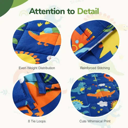 Miniatura 4 de Sivio Manta con peso de 5 libras, manta de regazo con peso de dinosaurio azul, manta transpirable pesada para dormir, lavable, 36 x 48 pulgadas