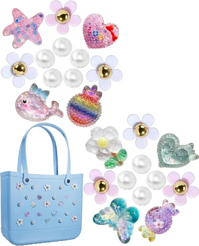 Miniatura 50 de Mon Caramel Resina Bolsa de Playa Accesorios Encantos,Resina Playa Totes Accesorios Insertos,Daisy Flower Bag Charms