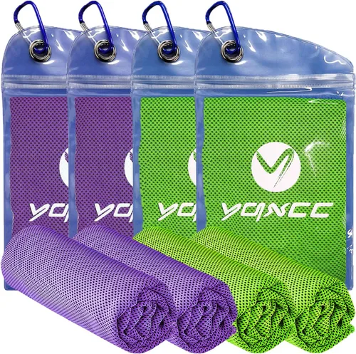 Miniatura 17 de YQXCC Paquete de 4 toallas refrescantes, 40 x 12 pulgadas, toalla de cuello frío hielo, microfibra suave y transpirable para gimnasio, yoga, golf