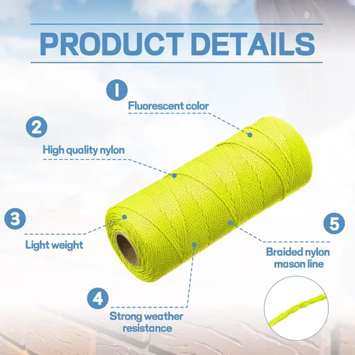 Miniatura 4 de Amylove Línea de cuerda de 6 rollos de nailon trenzado #18, cuerda de construcción trenzada de nailon de 500 pies, cuerda resistente para exteriores