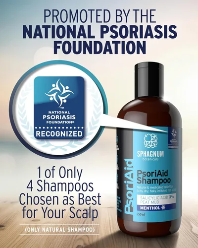 Miniatura 4 de Sphagnum Botanicals Champú de psoriasis con ácido salicílico para mujeres y hombres, alivio natural para cuero cabelludo seco, picazón, escamoso