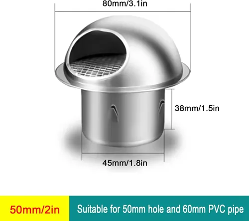 Miniatura 3 de Tapa de chimenea de acero inoxidable 304, rejillas de ventilación de escape con malla de pantalla, tapa de lluvia redonda de ventilación y protector