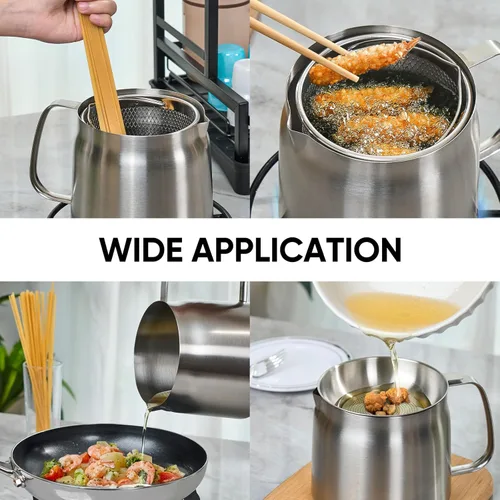 Miniatura 8 de Recipiente de grasa de tocino con colador, contenedor de grasa de acero inoxidable 304 para cocina con tapa y canasta a prueba de polvo, recipiente