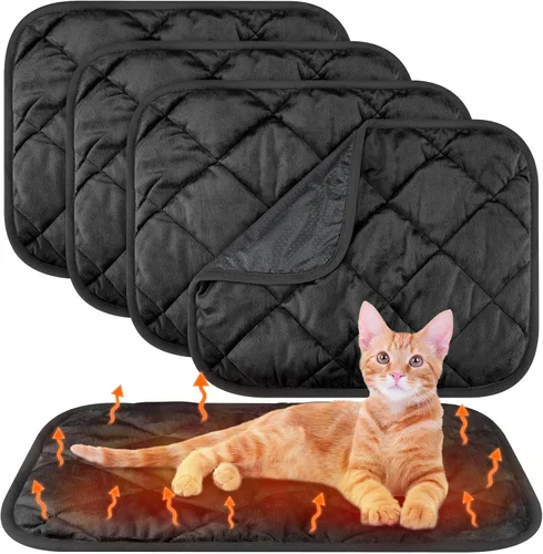 Miniatura 8 de Paquete de 4 Almohadillas Autocalentables para Gatos, Alfombrilla Autocalentable para Perros que Refleja el Calor Corporal, Almohadilla Térmica