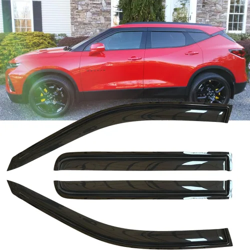 Miniatura 10 de 2 protectores de lluvia estilo montaje exterior, deflectores de viento duraderos para ventana lateral, color humo oscuro, viseras de ventana