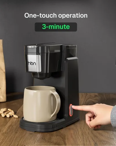 Miniatura 4 de HBN Cafetera de una sola porción para K-Cup y café molido, máquina de café y té de preparación rápida de una taza con tanque de acero inoxidable