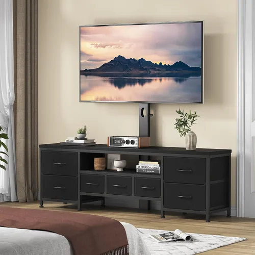 Miniatura 3 de Soporte de TV con soporte para televisores de 45/55/65/75 pulgadas, soporte de TV de 51.2 pulgadas, centro de entretenimiento con 7 cajones de tela
