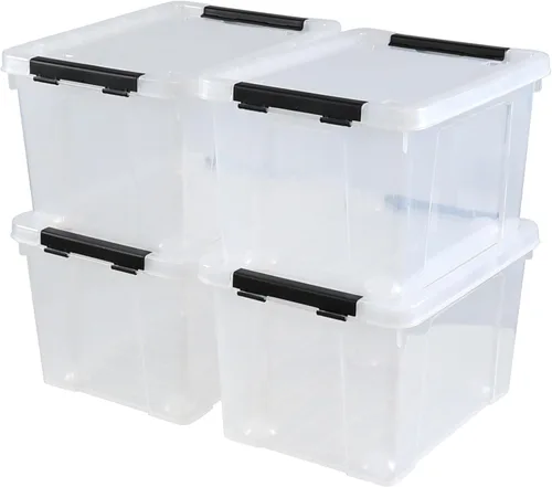 Miniatura 9 de Caja de almacenamiento de plástico transparente de 10 L, caja de almacenamiento con asa, paquete de 6