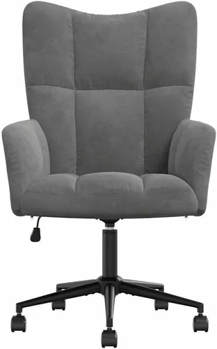 Miniatura 4 de Velvet Swivel Office Chair, Charcoal Grey Adjustable Height Desk Chair with Padded Arms, Comfortable Home Work Chair for Small Spaces, Sturdy Metal