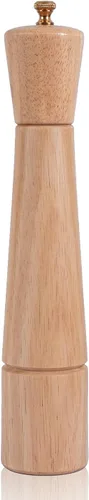 Molinillo de pimienta, molinillo de pimienta con molinillo ajustable de acero inoxidable, madera de goma de 12.6 in de altura, diámetro inferior: