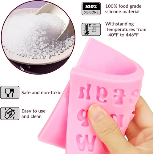 Miniatura 5 de 4 moldes de silicona para letras y números, moldes de chocolate con letras y números, 0-9 números y 26 letras para postres de horneado de fiestas