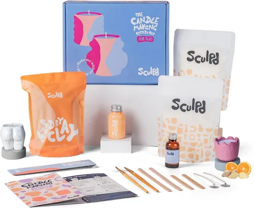 Miniatura 11 de Sculpd Kit de cerámica para hacer velas con arcilla seca al aire Rosa de peonía, kit de inicio de velas para principiantes para adultos con cera