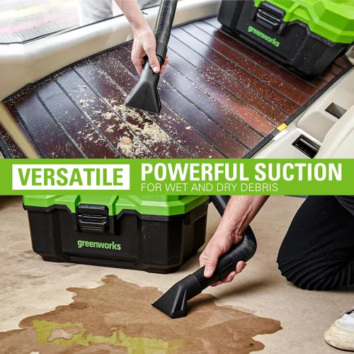 Miniatura 4 de Greenworks Aspiradora inalámbrica de 24 V sin escobillas de 3 galones con manguera, herramienta para hendiduras, boquilla de piso, batería de 4.0 Ah