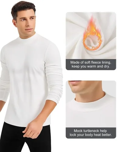 Miniatura 4 de SIMIYA Camisas de manga larga con cuello alto falso para hombre, suéter térmico ajustado y ajustado