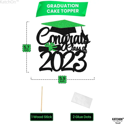 Miniatura 4 de KatchOn, Decoración para pastel de graduación con purpurina – grande, 6 pulgadas Decoración de pastel de felicitaciones clase de 2023