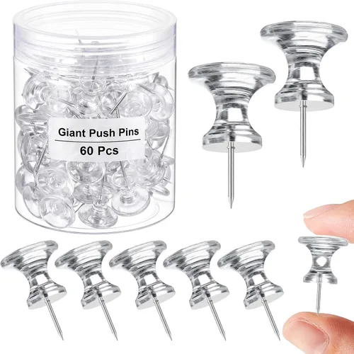 Outus 60 pines gigantes gigantes de 1 pulgada con cabeza de plástico para tablero de corcho, carteles, carteles, decoraciones, regalos de menos de