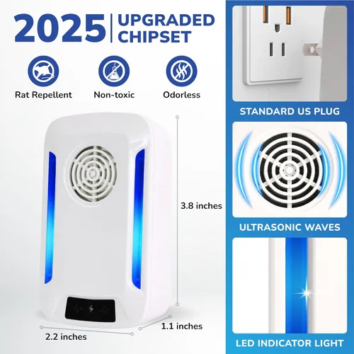 Miniatura 2 de Repelente ultrasónico de plagas para interiores, paquete de 6, repelente de ratones para interiores, repelente de mosquitos, dispositivo repelente