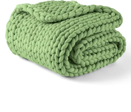 Miniatura 25 de YnM Manta Gruesa de Lana, Tejida a Mano con Hilo de Chenilla, Amigable para la Piel, Ventilada y Transpirable, Lavable a Máquina, Pieza