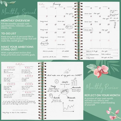 Miniatura 4 de PLANBERRY Agenda semanal grande prémium – Planificador de vida y presupuesto sin fecha – Organizador y diario de productividad, 8 x 10.4 pulgadas